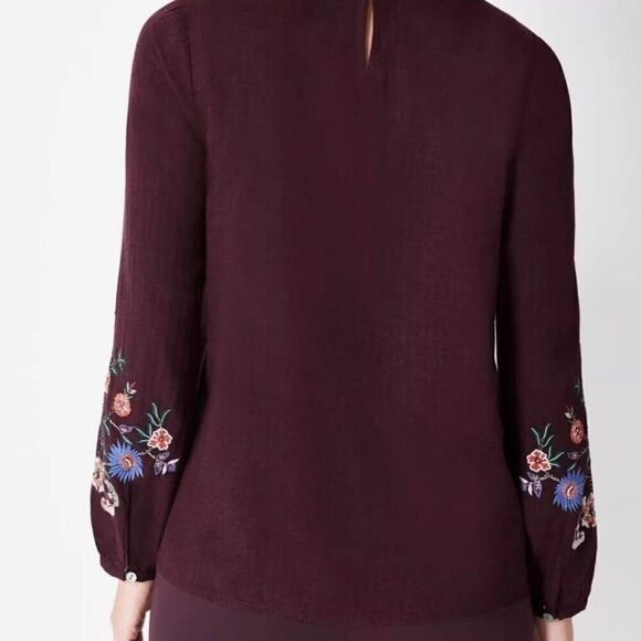 J. Jill Embroidered Beaded Burgundy Long Sleeve Top Size XL - Picture 5 of 11